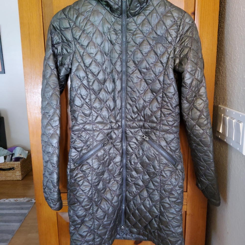 The North Face Shiny Gray Quilted Puffer Jacket